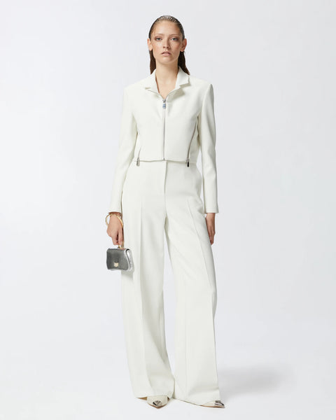 【oan】Rib White Short Jacket White short jacket with zippers – BU Club