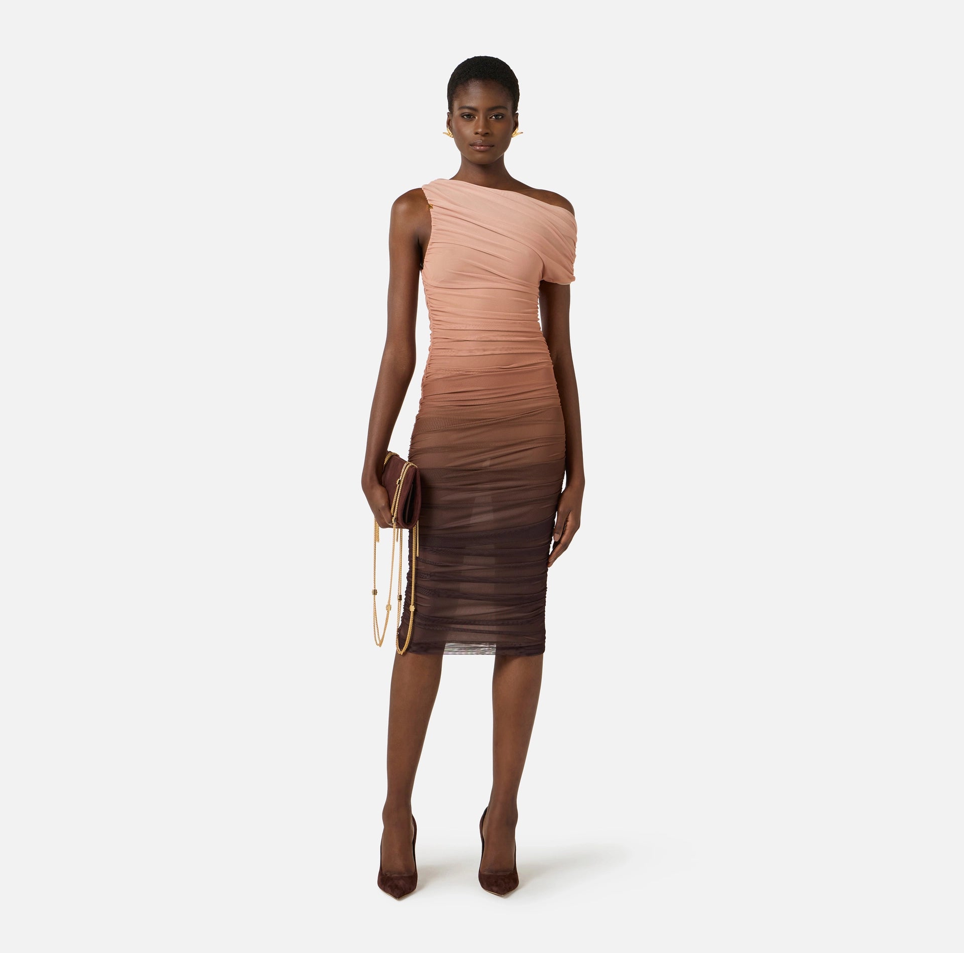 Tan tulle ombre midi dress – BU Club