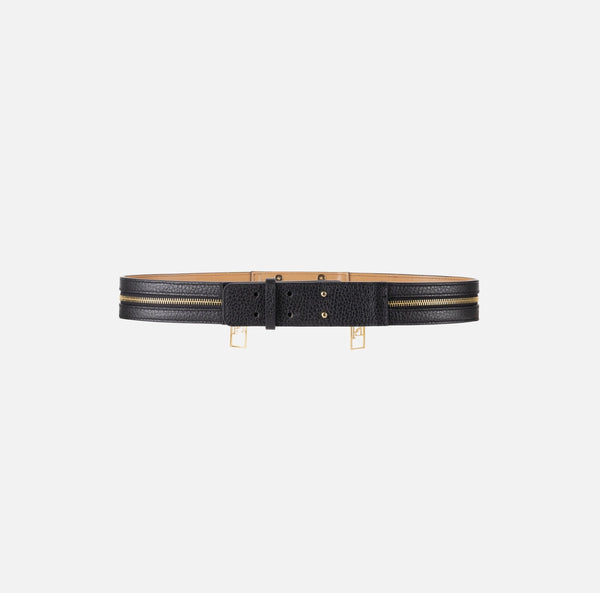 Black leather belt with zippers – BU Club