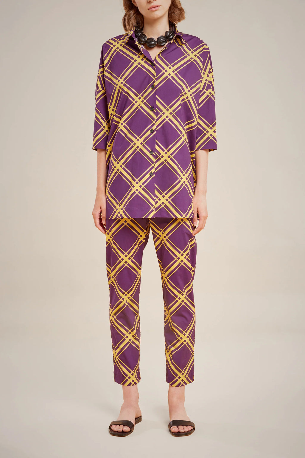 Purple stretch cotton print leggings