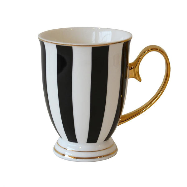 Bombay Duck Stripy Black White and Gold Tea for One Set