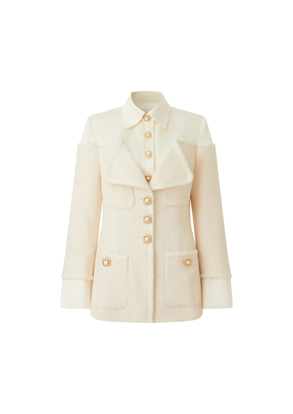 Ivory tweed shirt collar jacket