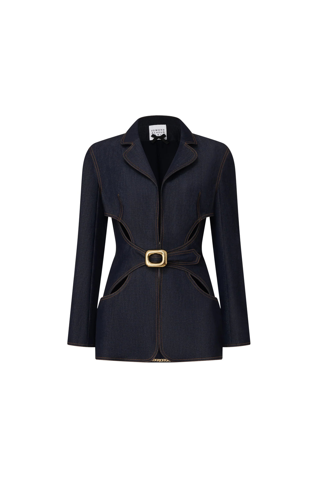 Blue stretch denim tailored jacket