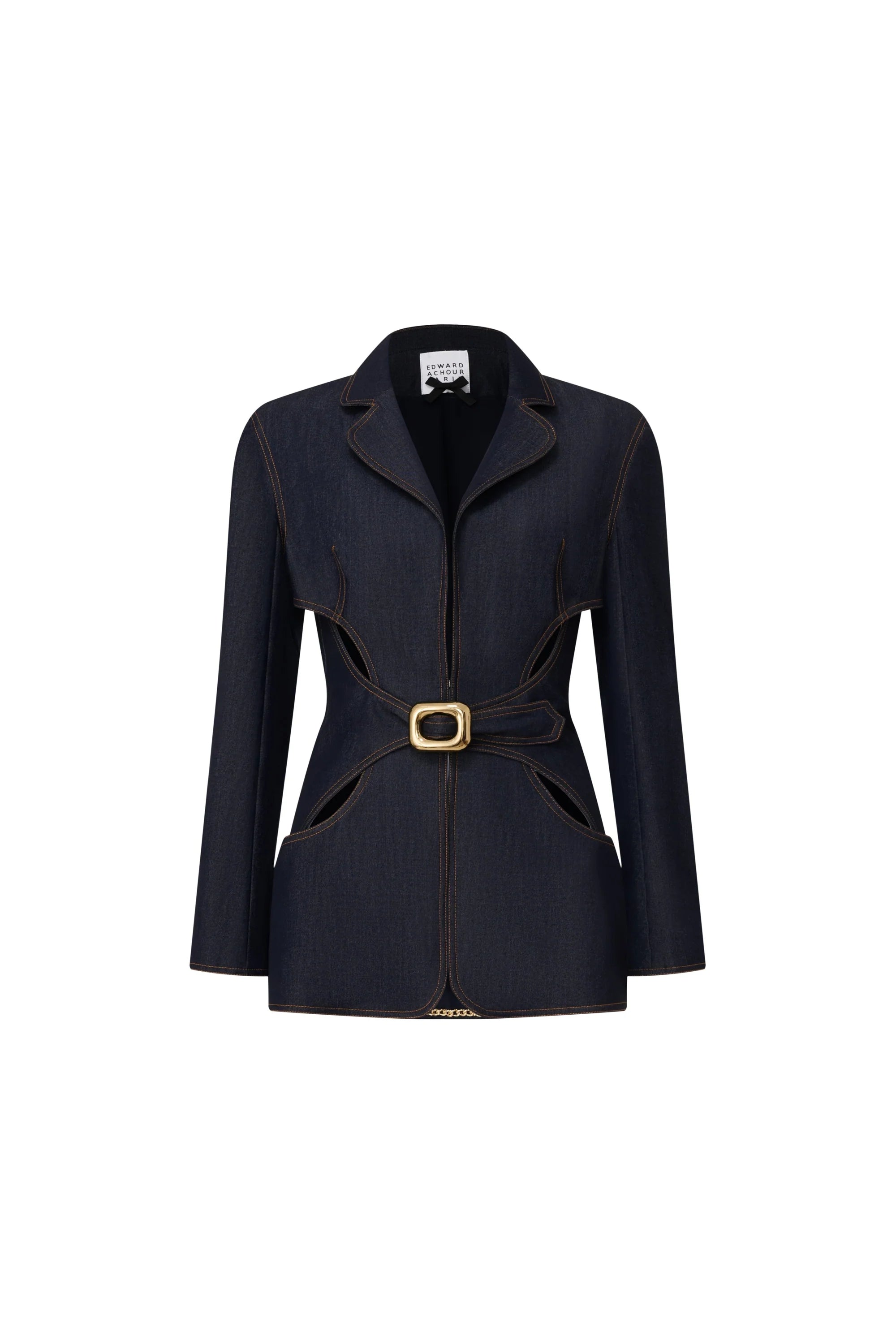 Blue stretch denim tailored jacket