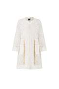 White lace long  jacket with gold drawstring chain