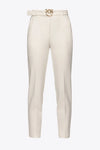 Ivory slim fitting trousers with a belt