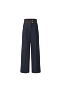 Blue stretch denim wide leg high waisted pants