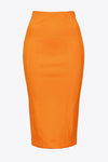 Orange pencil stretch skirt