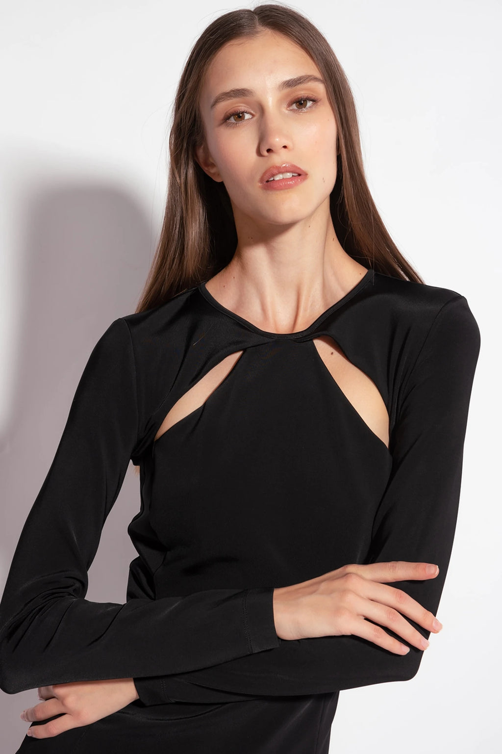 Black fluid neoprene midi dress
