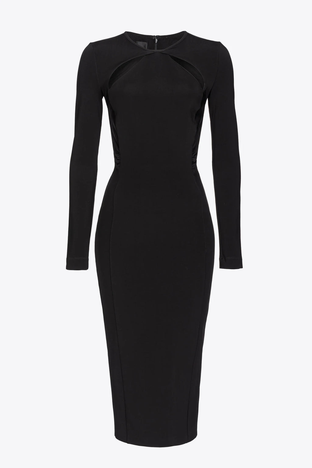 Black fluid neoprene midi dress