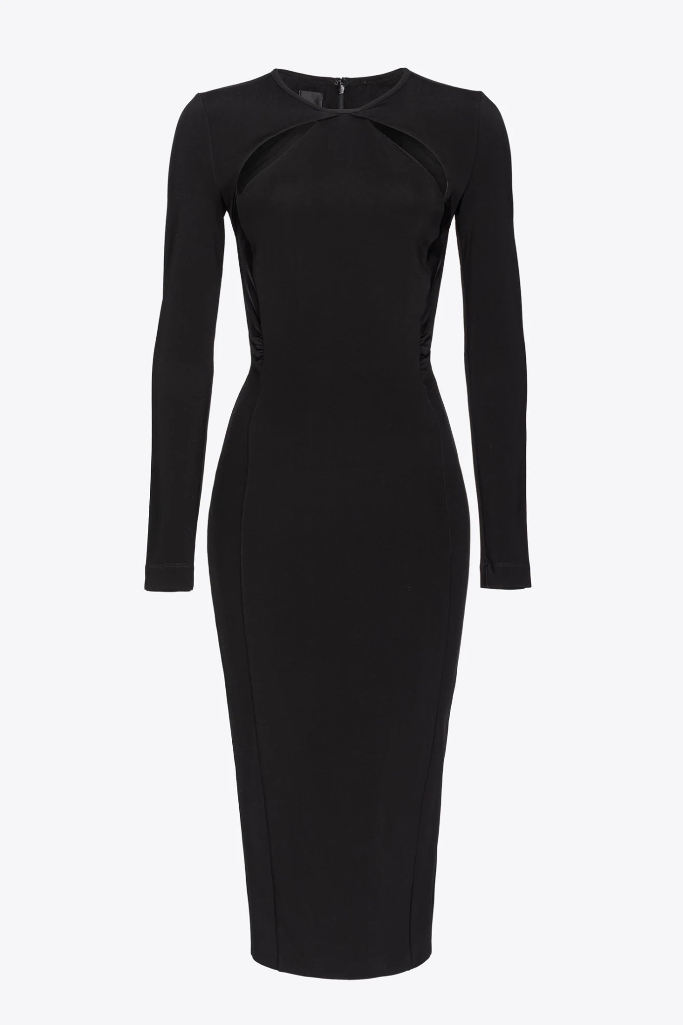 Black fluid neoprene midi dress