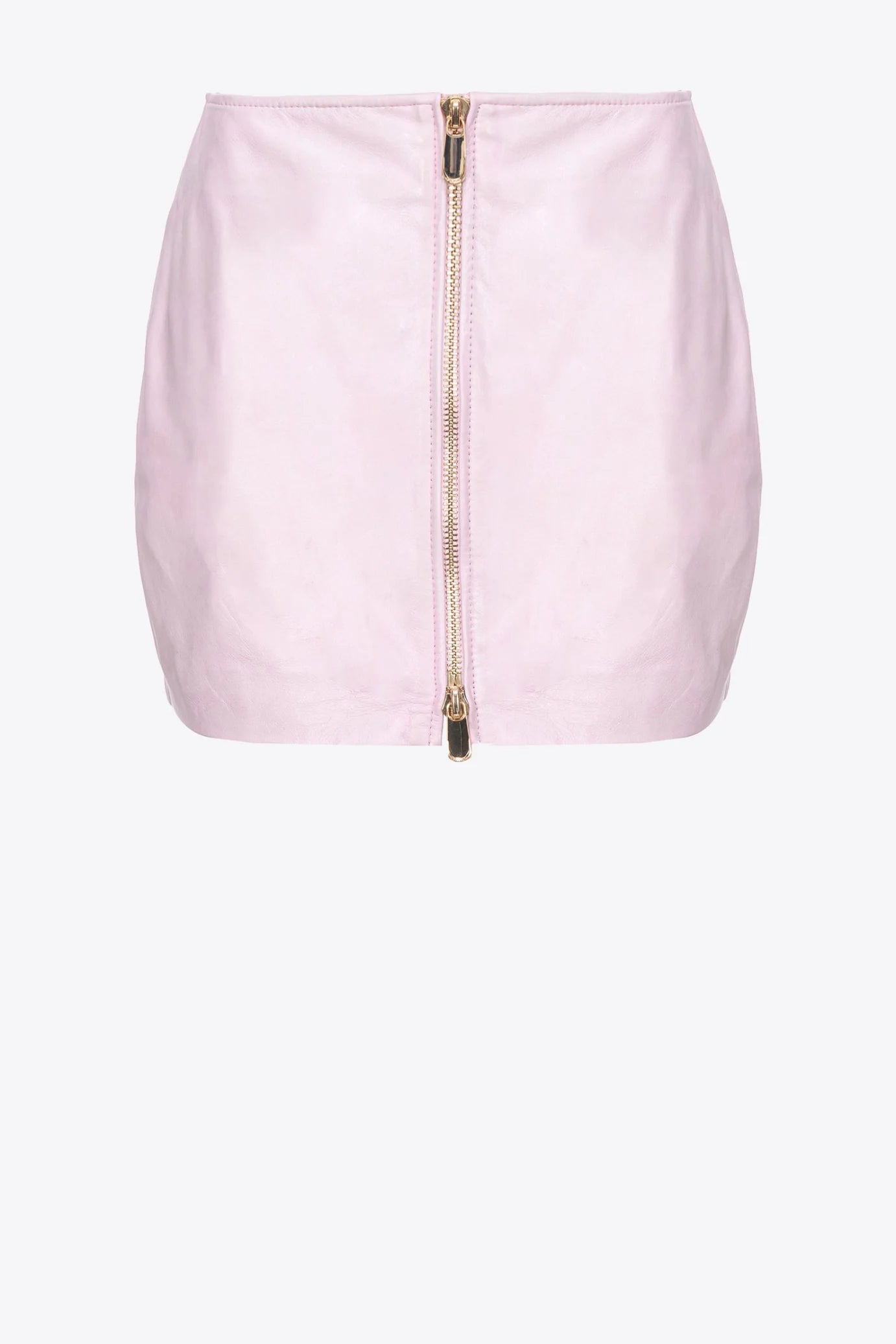 Pink leather mini skirt