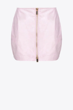 Pink leather mini skirt