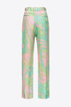 Lime pink print satin trousers