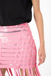 Pink woven fringe skirt