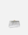 Silver clutch with wrist bracelet