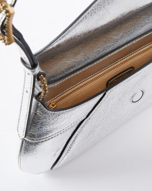 Silver laminated shoulder bag