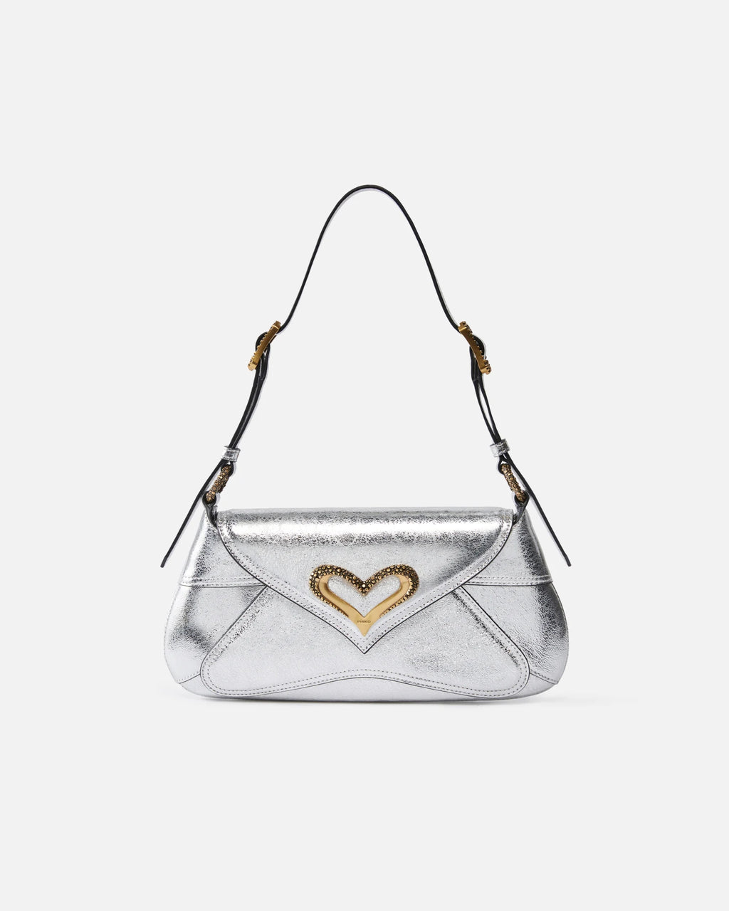 Silver laminated shoulder bag