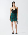 Green black sequin zebra print mini dress