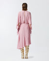 Dusty rose asymmetric midi crepe dress