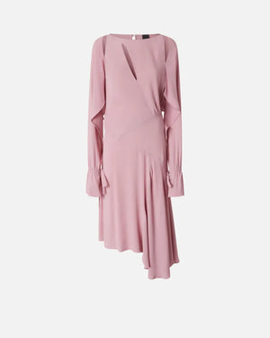 Dusty rose asymmetric midi crepe dress