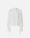 White long sleeve silk blend blouse