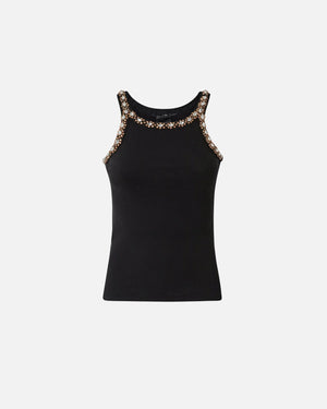 Black embroidered tank top