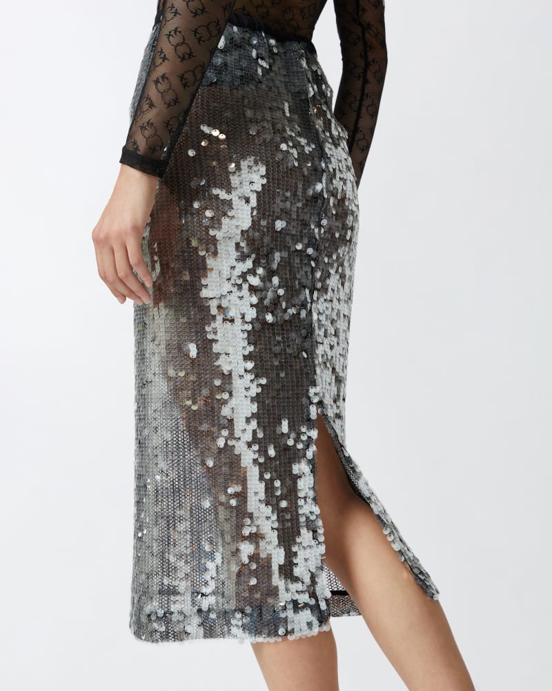 Silver sequined pencil skirt
