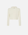 Ivory knit short jacket with removable pearl collar