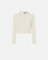 Ivory knit short jacket with removable pearl collar