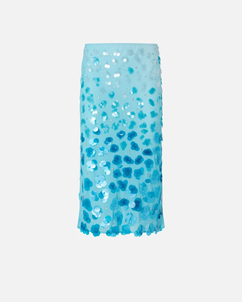 Baby blue ombre  sequins midi skirt