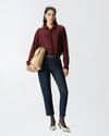 Burgundy shirt with embroidered appliques