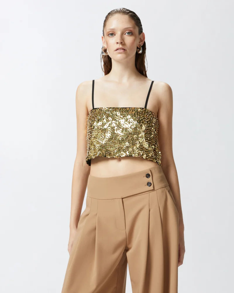 Gold sequin crop top