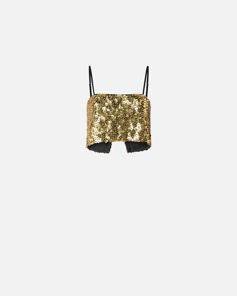 Gold sequin crop top