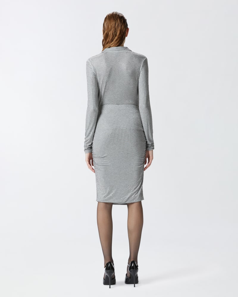 Grey jersey  rushed pencil skirt with rhinestones