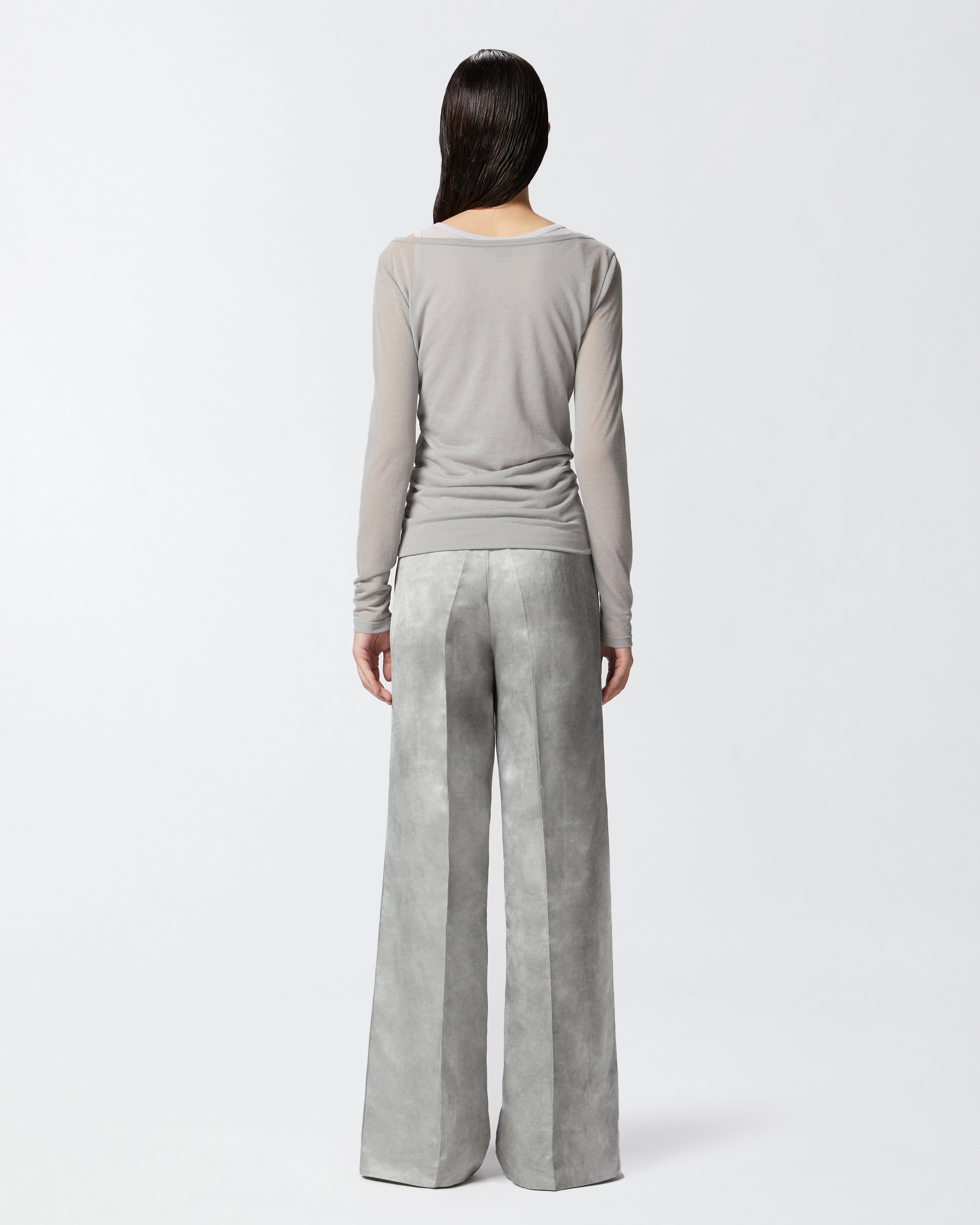 Grey gauze jersey long sleeve top