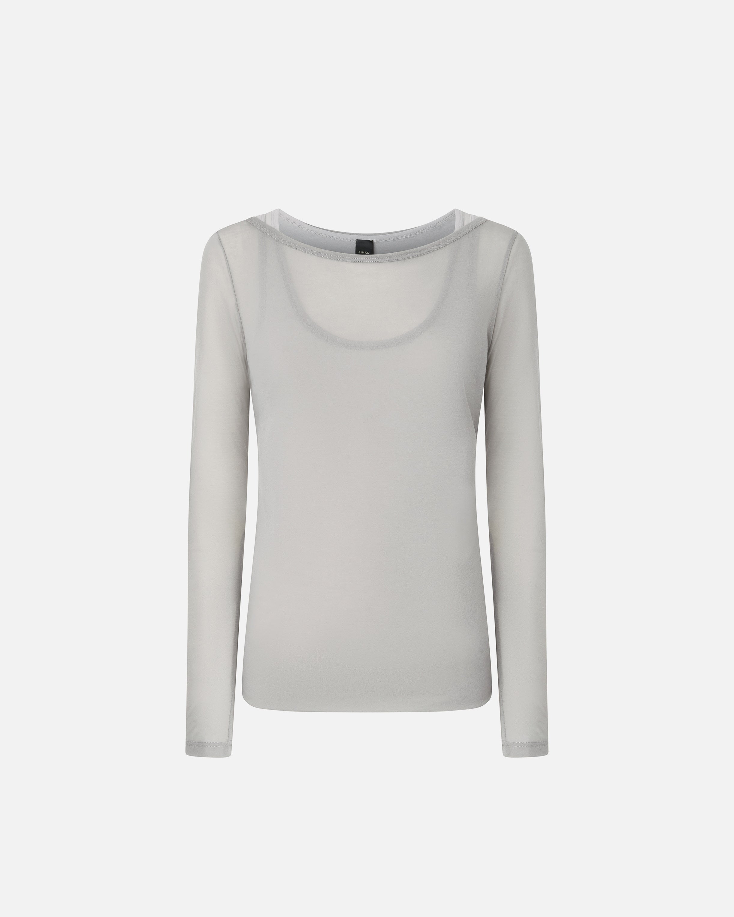 Grey gauze jersey long sleeve top