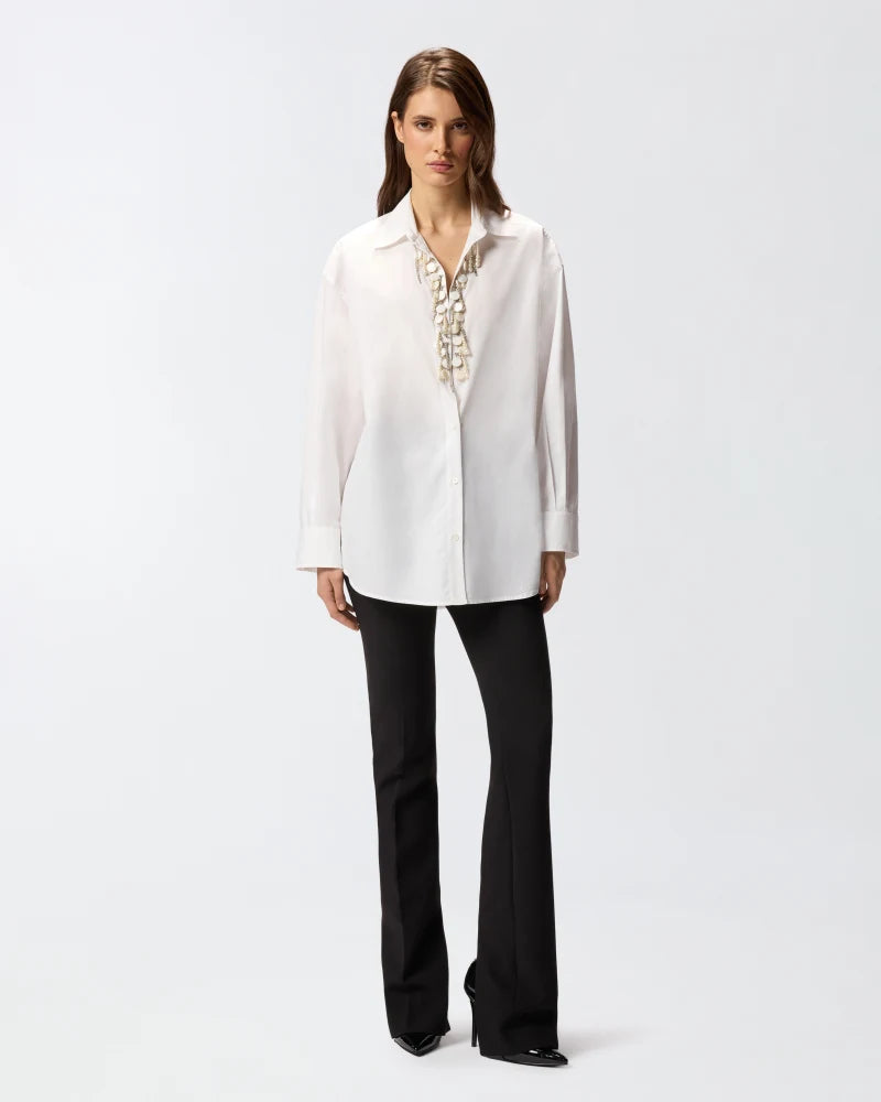 White shirt with bejeweled front