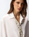 White shirt with bejeweled front