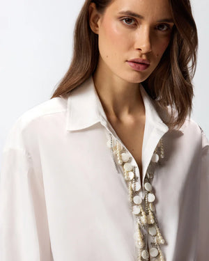 White shirt with bejeweled front