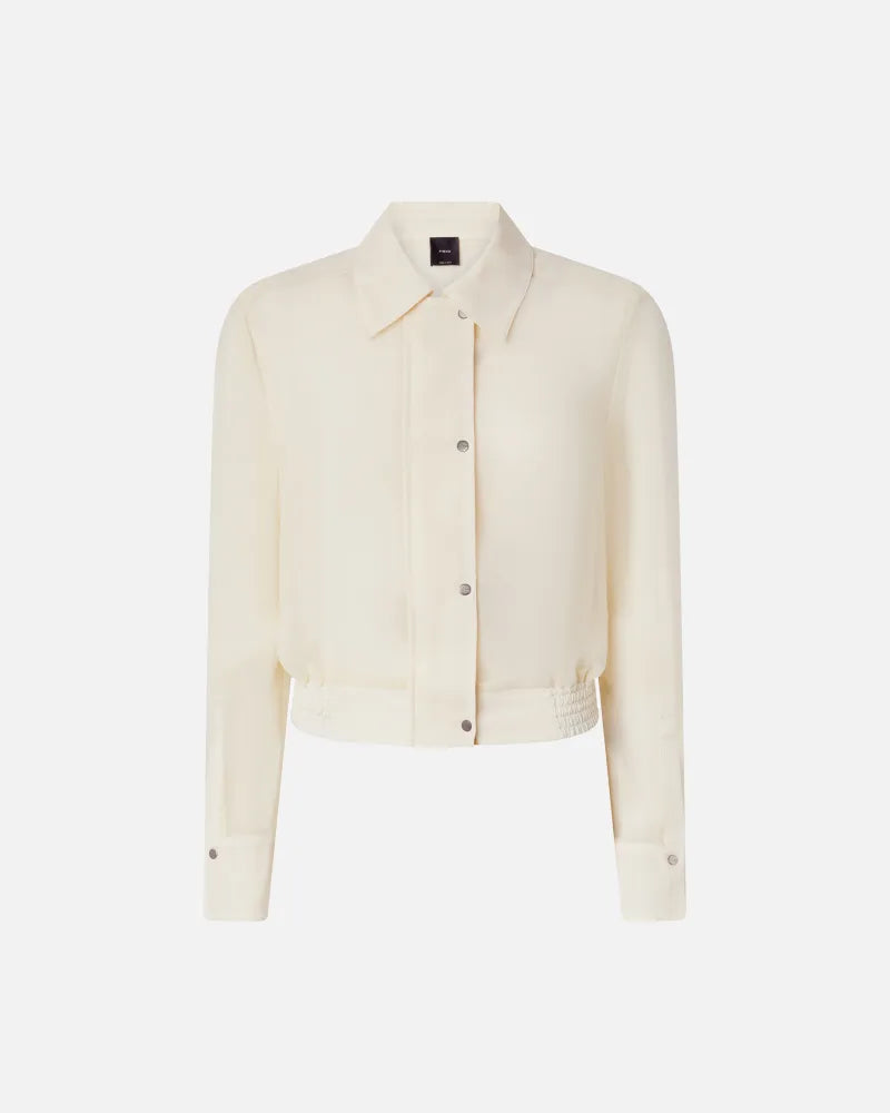 Cream lightweight bomber jacket top
