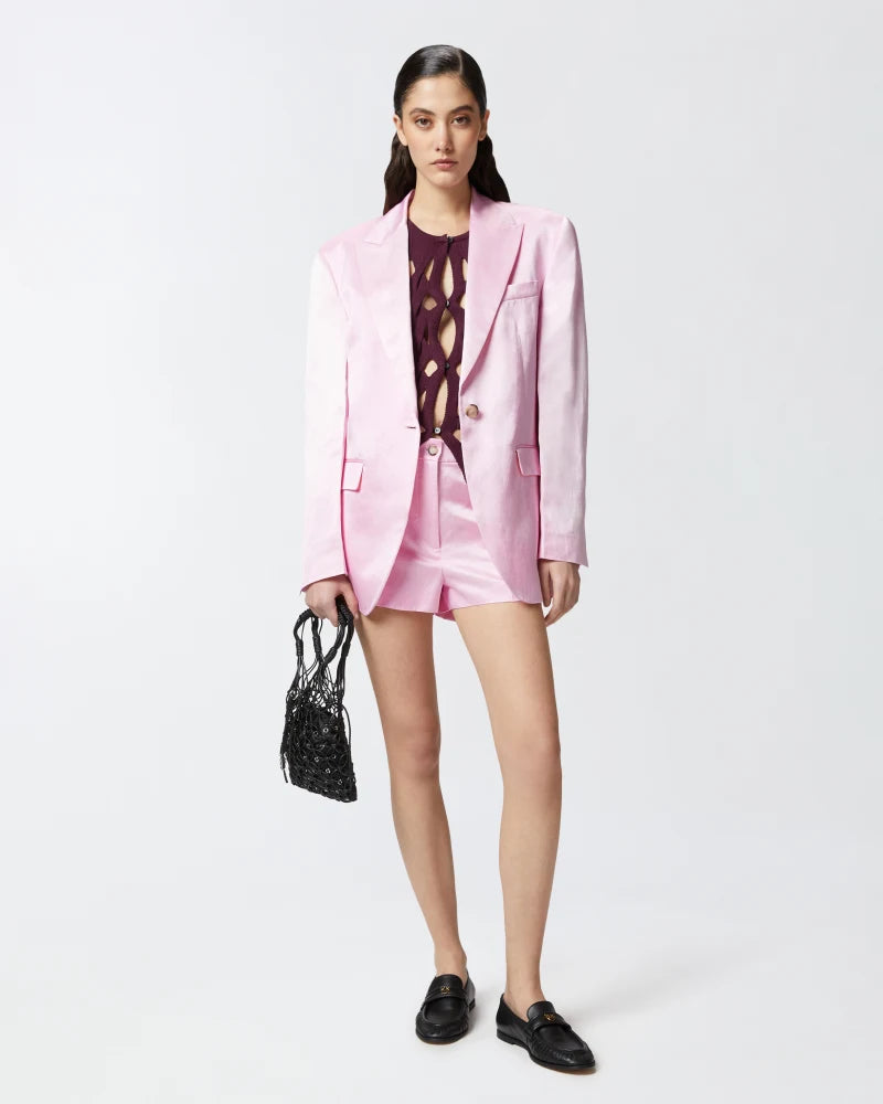 Lilac linen satin blend  classic short