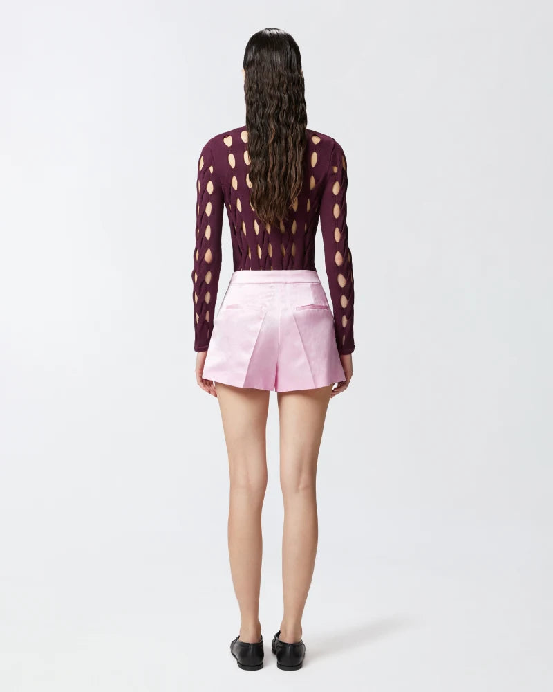 Lilac linen satin blend  classic short