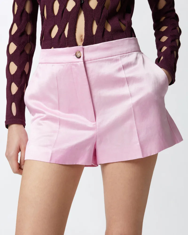 Lilac linen satin blend  classic short