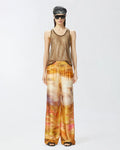 Orange sunset satin wide leg trousers