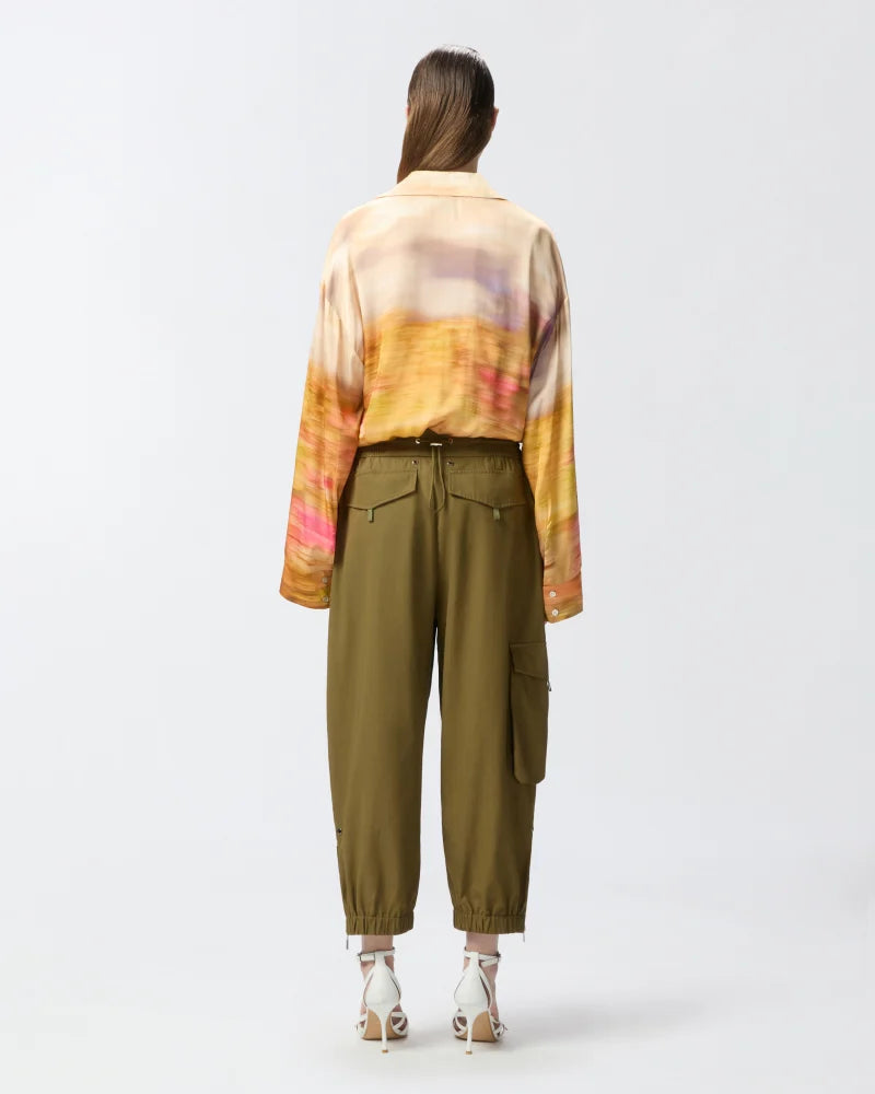 Orange sunset satin long sleeve shirt