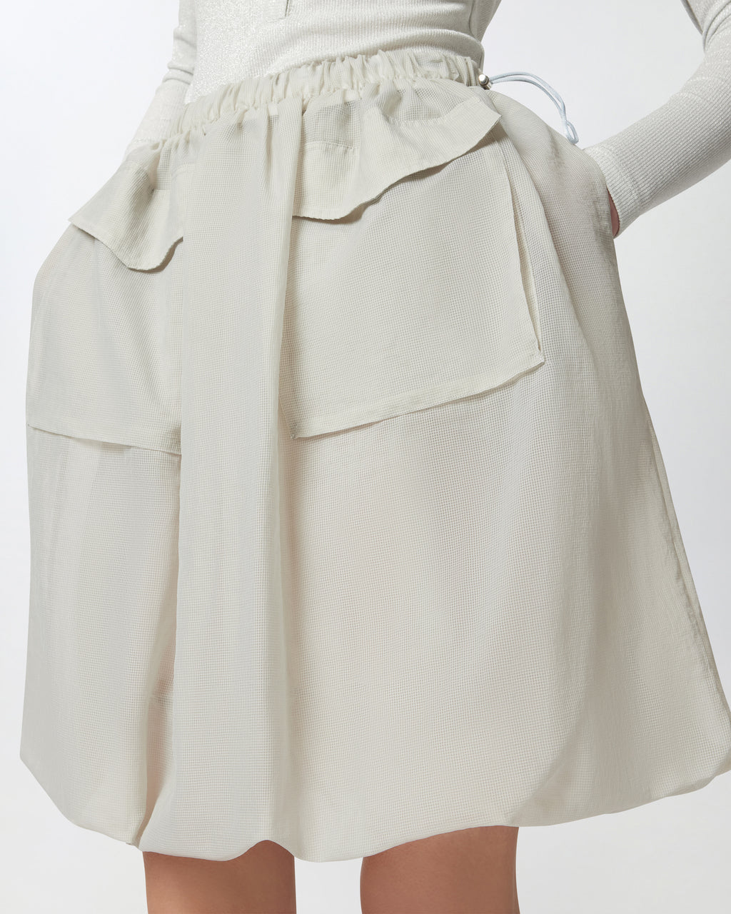 Grey knee length lightweight  bubble skirt