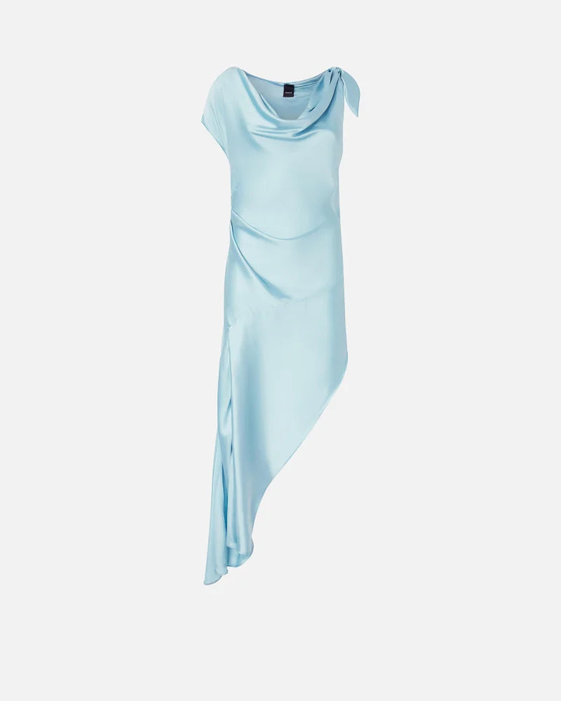 Baby blue satin asymmetric dress