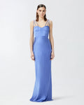 Blue satin long dress