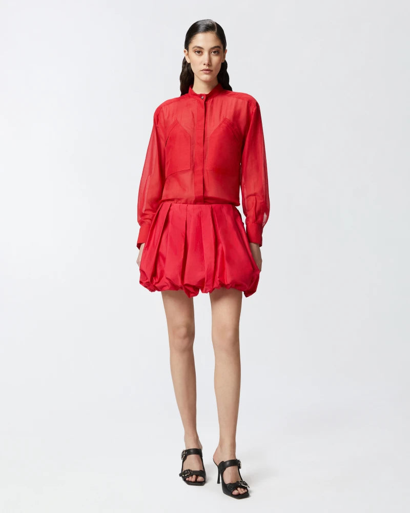 Red mini cotton bubble skirt – BU Club Red mini cotton bubble skirt – BU Club